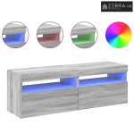 TV ormarići 2 kom s LED svjetlima boja hrasta sonome 60x35x40cm - Sivi