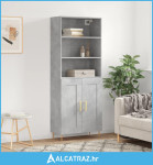 Visoka komoda siva betona 69,5x34x180 cm od konstruiranog drva - NOVO