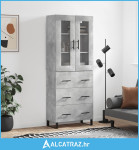 Visoka komoda siva betona 69,5x34x180 cm od konstruiranog drva - NOVO