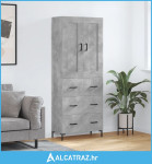 Visoka komoda siva betona 69,5x34x180 cm od konstruiranog drva - NOVO