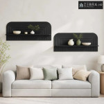 Zidna polica 2 kom. Crna 102 x 13.5 x 37.5 cm Prerađeno drvo - Crna 10