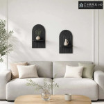 Zidna polica 2 kom. Crna 23 x 13,5 x 37,5 cm Prerađeno drvo - Crna 23