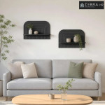 Zidna polica 2 kom. Crna 60 x 13.5 x 37.5 cm Prerađeno drvo - Crna 60