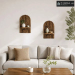 Zidna polica 2 kom. Staro drvo 23 x 13,5 x 37,5 cm - Staro drvo 23 cm