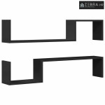 Zidne police 2 kom crne 100 x 15 x 20 cm konstruirano drvo