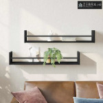 Zidna polica 2 kom. Crni hrast 80 x 16 x 14 cm - Crni hrast 80 x 16 x