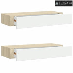 Zidne police s ladicama 2 kom. hrast i bijela 60x23,5x10 cm MDF - Boja