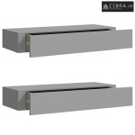Zidne police s ladicom 2 kom sive 60 x 23,5 x 10 cm MDF - Siva 60 x 23