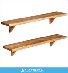Zidne police od masivnog bagremovog drva 2 kom 90 x 20 x 16 cm - NOVO