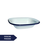 OVALNA MALA BIJELA POSUDA S PLAVIM RUBOM