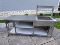 inox profi uslužni stol 220 x 70 cm sa lampa-grijačima i topla kupka 2