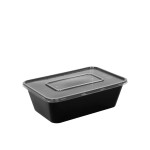 POSUDA PP ZA HRANU, PRAVOKUTNA, CRNA, 750 ML + POKLOPAC
