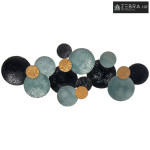 3D zidna dekoracija s krugovima, 121 cm x 4 cm x 53 cm, metalna, plava