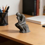 Figurica čovjeka u sivoj boji - komad statue za stol, ulaz, ured