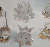 Set od sedan ručno puhanih figurica u prozirnom staklu/kristalu