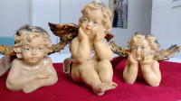 Vintage 3 barokna anđela čuvara sa krilima u zlatnoj boji
