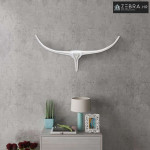 Zidna Aluminijska Dekoracija Glava Bika Boja Srebra 72 cm - 72 cm