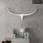 Zidna Aluminijska Dekoracija Glava Bika Srebrna boja 96 cm - 96 cm