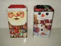 Ukrasna božićna limena kutija NOVO Zajedno Djed Mraz i Snjegović