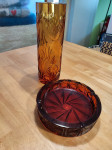 DEKORACIJE - set vaza i pepeljara, kristal