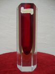 MURANO FACETED SOMMERSO RED GLASS VASE - VAZA MURANO