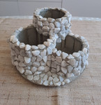 Ručno rađena kamena vaza - TROJKA Ø22x13-8 cm NOVO!