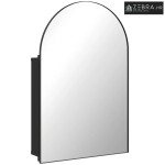 Kupaonski ormarić s ogledalom, metalni, crni, 50x12x76 cm