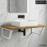 Kockasta polica za Lavabo - Umivaonik montirana na zid - Bijelo prana