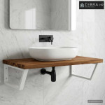 Kockasta polica za Lavabo - Umivaonik montirana na zid Prirodna i bije
