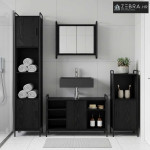 Set ormarića za kupaonicu 2 kom. Crni hrast 65,5 x 34 x 61 cm - Crni h
