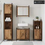 Set ormarića za kupaonicu 2 kom. Staro drvo 65,5 x 34 x 61 cm - Staro
