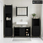Set ormarića za kupaonicu 3 kom. Crni hrast 40 x 36 x 109,5 cm - Crni