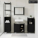 Set ormarića za kupaonicu 3 kom. Crni hrast 40 x 36 x 181 cm - Crni hr