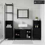Set ormarića za kupaonicu 3 kom. Crni hrast 40 x 36 x 200,5 cm - Crni