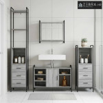 Set ormarića za kupaonicu 3 kom. Siva Sonoma 40 x 36 x 200,5 cm - Siva