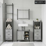 Set ormarića za kupaonicu 3 kom. Siva Sonoma 40 x 36 x 200,5 cm - Siva