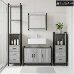 Set ormarića za kupaonicu 3 kom. Siva Sonoma 40 x 36 x 200,5 cm - Siva