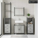 Set ormarića za kupaonicu 3 kom. Siva Sonoma 40 x 36 x 200,5 cm - Siva