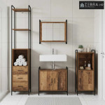 Set ormarića za kupaonicu 3 kom. Staro drvo 40 x 36 x 181 cm - Staro d
