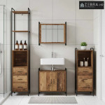 Set ormarića za kupaonicu 3 kom. Staro drvo 40 x 36 x 200,5 cm - Staro