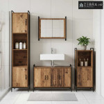 Set ormarića za kupaonicu 3 kom. Staro drvo 40 x 36 x 99,5 cm - Staro