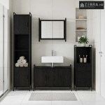 Set ormarića za kupaonicu 4 kom. Crni hrast 40 x 36 x 181 cm - Crni hr