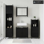 Set ormarića za kupaonicu 4 kom. Crni hrast 40 x 36 x 181 cm - Crni hr