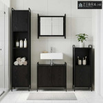 Set ormarića za kupaonicu 4 kom. Crni hrast 40 x 36 x 181 cm - Crni hr