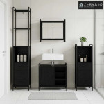 Set ormarića za kupaonicu 4 kom. Crni hrast 40 x 36 x 200,5 cm - Crni