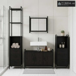 Set ormarića za kupaonicu 4 kom. Crni hrast 40 x 36 x 200,5 cm - Crni