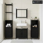 Set ormarića za kupaonicu 4 kom. Crni hrast 40 x 36 x 200,5 cm - Crni