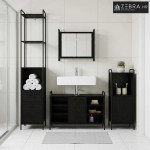 Set ormarića za kupaonicu 4 kom. Crni hrast 40 x 36 x 200,5 cm - Crni