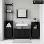 Set ormarića za kupaonicu 4 kom. Crni hrast 40 x 36 x 200,5 cm - Crni