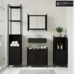 Set ormarića za kupaonicu 4 kom. Crni hrast 40 x 36 x 200,5 cm - Crni